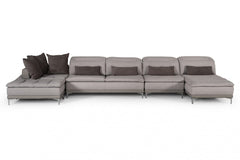 HomeRoots 39" Grey Fabric  Foam  Wood  And Stainless Steel Sectional Sofa