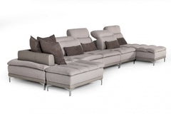 HomeRoots 39" Grey Fabric  Foam  Wood  And Stainless Steel Sectional Sofa