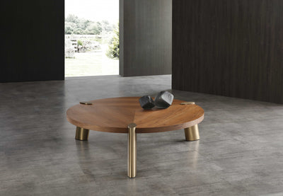 HomeRoots 55 X 55 X 17 Walnut Stainless Steel Coffee Table