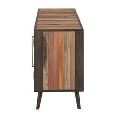 HomeRoots Rustic Natural Wood Media Cabinet with Four Doors