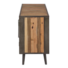 HomeRoots Rustic Natural Wood Media Cabinet with Three Doors