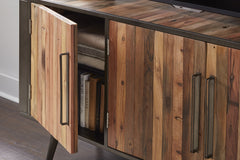 HomeRoots Rustic Natural Wood Media Cabinet with Three Doors