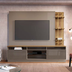 Manhattan Comfort Pomander 71.49" Free Standing Entertainment Center with Decor Shelves