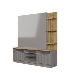 Manhattan Comfort Pomander 71.49" Free Standing Entertainment Center with Decor Shelves