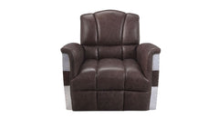 HomeRoots 35" Retro Brown Top Grain Leather And Steel Patchwork Club Chair