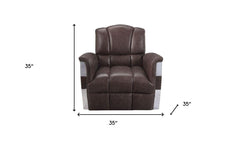 HomeRoots 35" Retro Brown Top Grain Leather And Steel Patchwork Club Chair