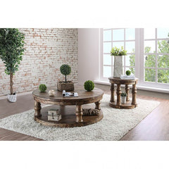 Furniture of America Cintra Rustic Wood Top Coffee Table in Antique Oak