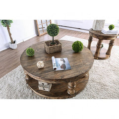 Furniture of America Cintra Rustic Wood Top Coffee Table in Antique Oak