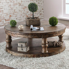 Furniture of America Cintra Rustic Wood Top Coffee Table in Antique Oak