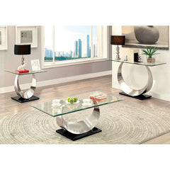 Furniture of America Lovelle Contemporary Glass Top Coffee Table