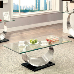 Furniture of America Lovelle Contemporary Glass Top Coffee Table