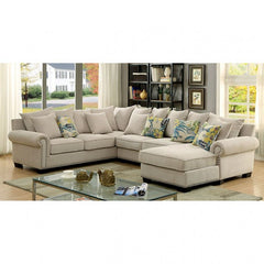 Furniture of America Pradeep Transitional U-Shape Sectional in Beige