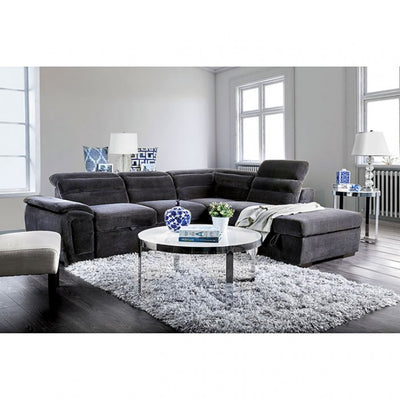 Furniture of America Felicit Transitional Tufted Sectional in Dark Gray