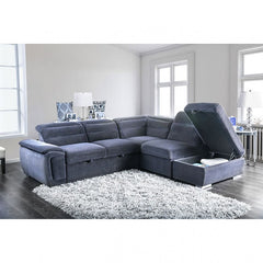 Furniture of America Felicit Transitional Tufted Sectional in Dark Gray