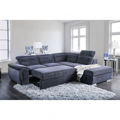 Furniture of America Felicit Transitional Tufted Sectional in Dark Gray