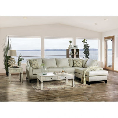 Furniture of America Bloutop Upholstered Sectional in Ivory