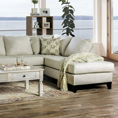 Furniture of America Bloutop Upholstered Sectional in Ivory