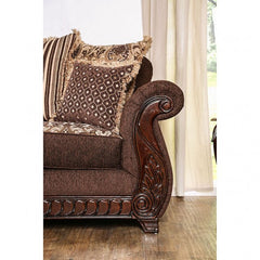 Furniture of America Merzen Traditional Fabric Upholstered Arm Chair in Brown